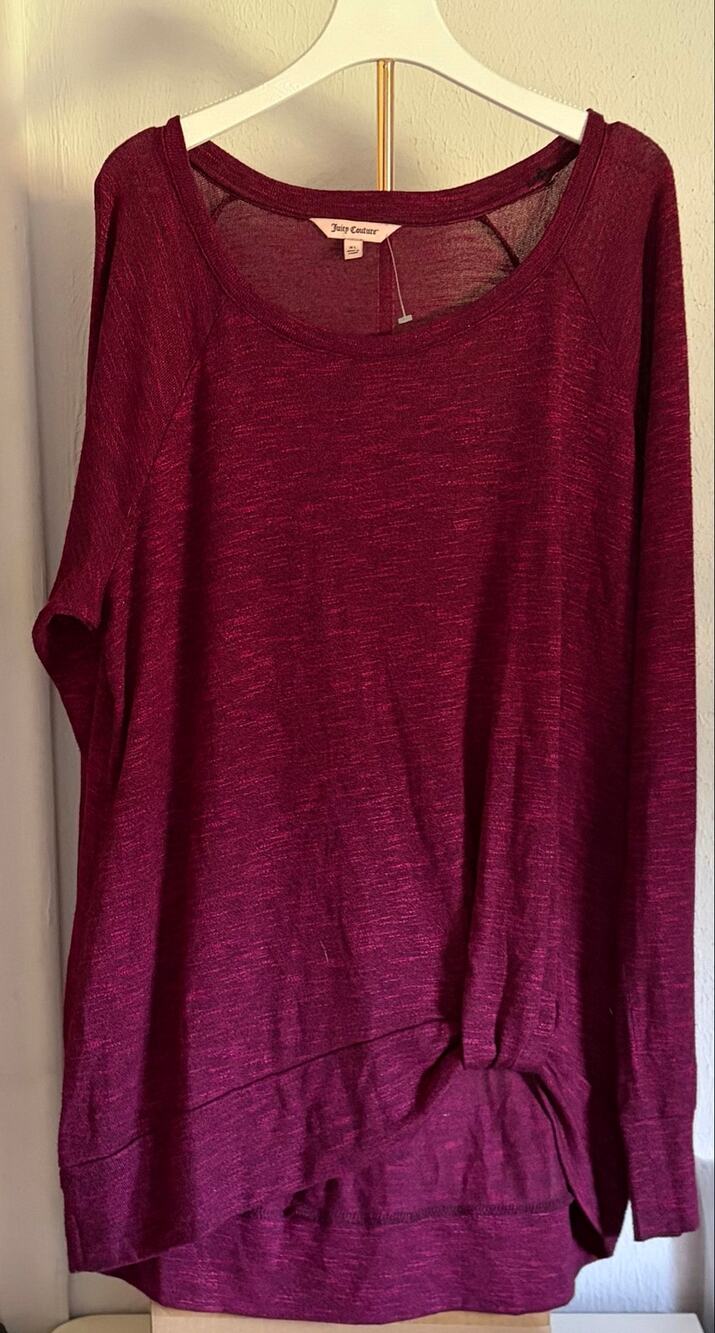 Juicy Couture Knotted Hem Long Sleeve Sweater Shirt Size XL